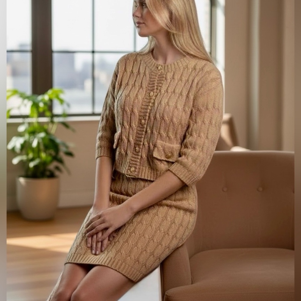 Prada knit sweater and skirt